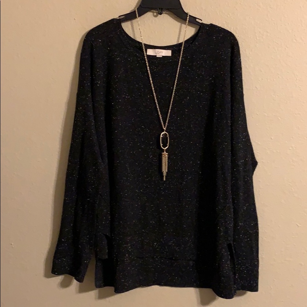 Loft black sweater w/ white specks XL